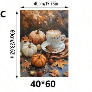 Autumn Pumpkin and Coffee Art Print Canvas (canvas only)